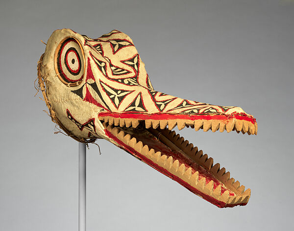 Crocodile mask, Barkcloth, bamboo, wood, paint, Baining 