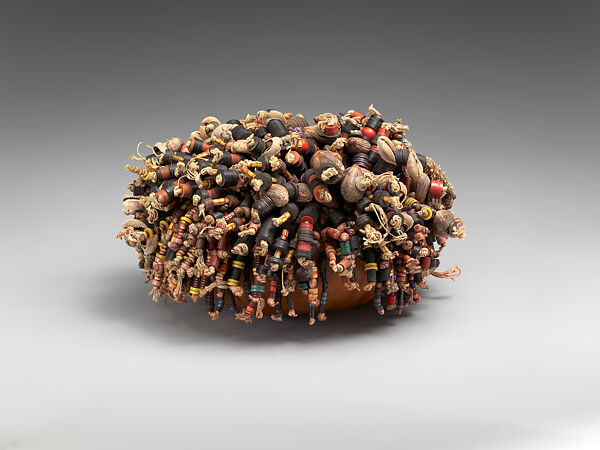 Vessel, Calabash, terracotta, palm nuts, cowrie shells, beads, Republic of Benin (?)