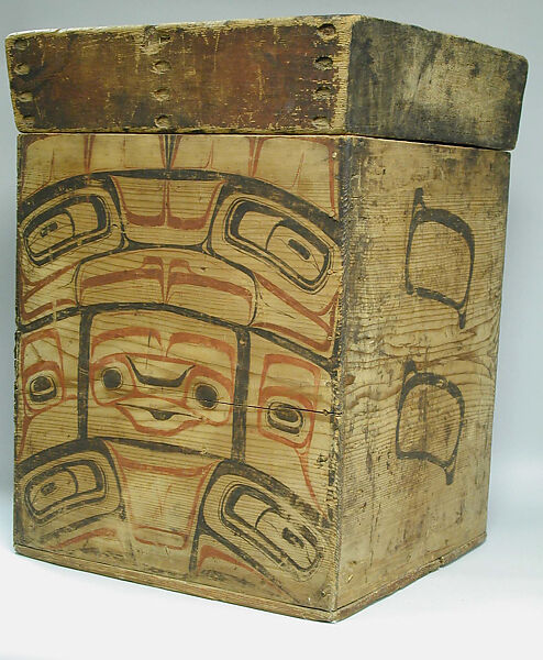Lidded Storage Box, Wood, paint, Alaska or British Columbia