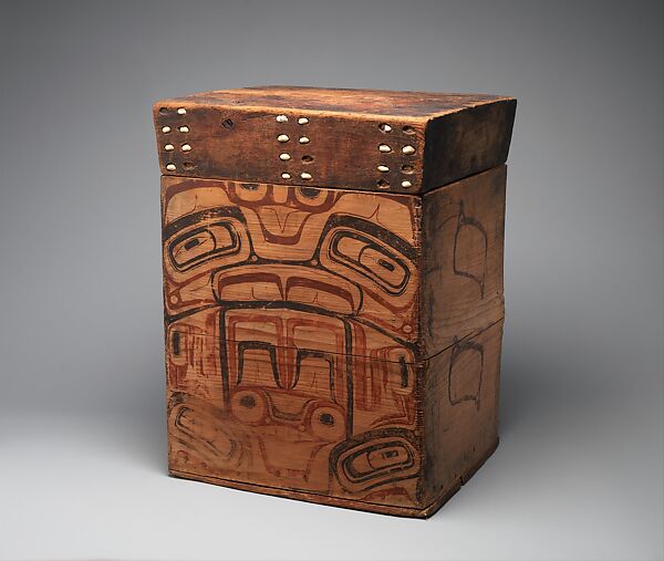 Lidded Storage Box, Wood, paint, Alaska or British Columbia 
