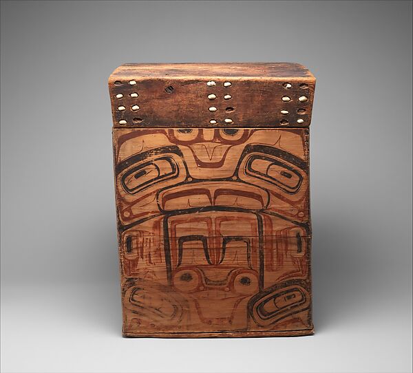 Lidded Storage Box, Wood, paint, Alaska or British Columbia