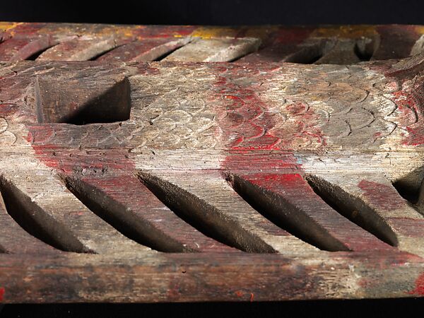 Hornbill Figure, Wood, paint, glass beads, metal, Iban people