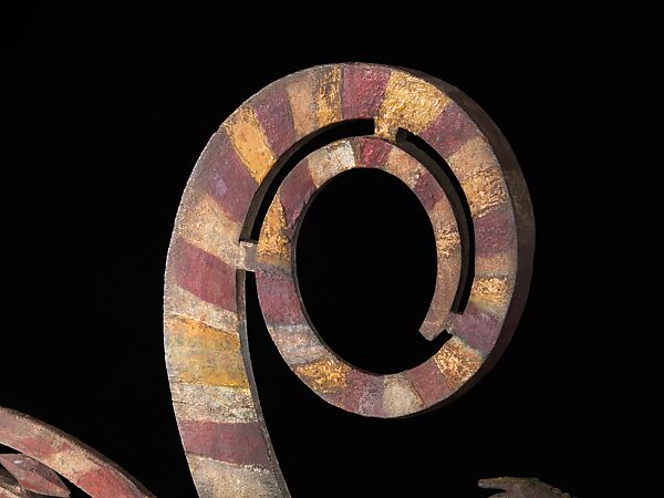 Hornbill Figure, Wood, paint, glass beads, metal, Iban people