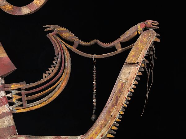 Hornbill Figure, Wood, paint, glass beads, metal, Iban people