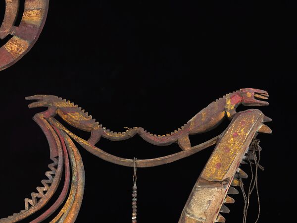 Hornbill Figure, Wood, paint, glass beads, metal, Iban people