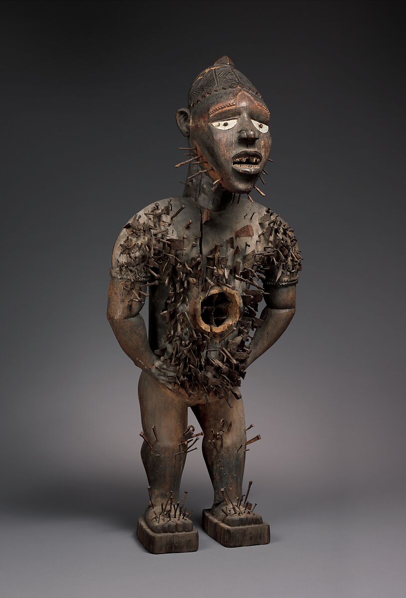 Mangaaka Power Figure (Nkisi N’Kondi), Yombe-Kongo artist and nganga (ritual specialist), Wood, iron, resin, ceramic, plant fiber, textile, pigment, Kongo peoples