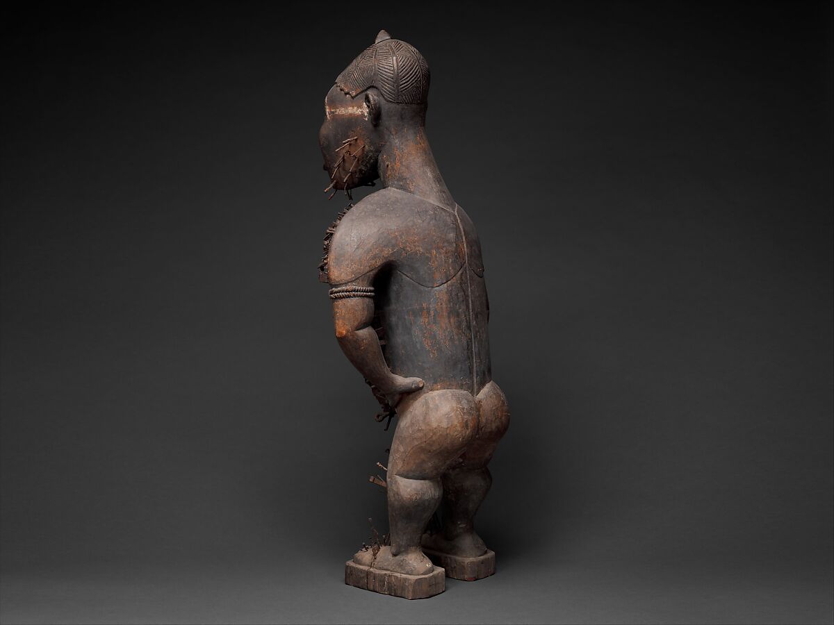 Mangaaka Power Figure (Nkisi N’Kondi), Yombe-Kongo artist and nganga (ritual specialist), Wood, iron, resin, ceramic, plant fiber, textile, pigment, Kongo peoples