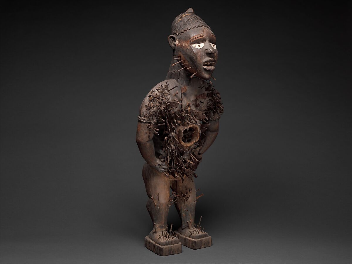 Mangaaka Power Figure (Nkisi N’Kondi), Yombe-Kongo artist and nganga (ritual specialist), Wood, iron, resin, ceramic, plant fiber, textile, pigment, Kongo peoples