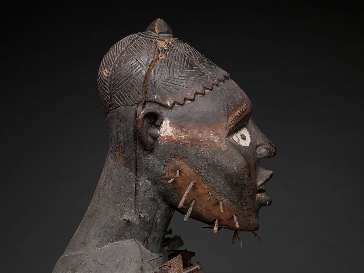 Mangaaka Power Figure (Nkisi N’Kondi), Yombe-Kongo artist and nganga (ritual specialist), Wood, iron, resin, ceramic, plant fiber, textile, pigment, Kongo peoples