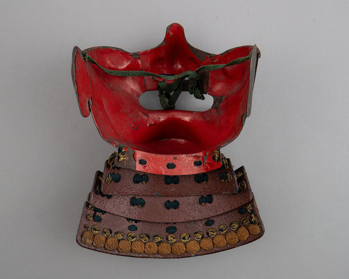 Half Mask (Menpō) with Gorget, Iron, lacquer, silk, Japanese