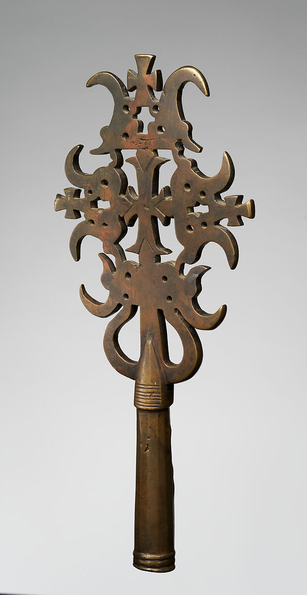 Mäsqälä qǝddase (liturgical cross), Northern Highlands artist, Bronze, Tigrinya peoples