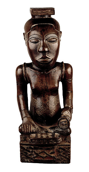 Ndop figure: Shyáám áMbúl áNgoong, Wood, Kuba peoples 