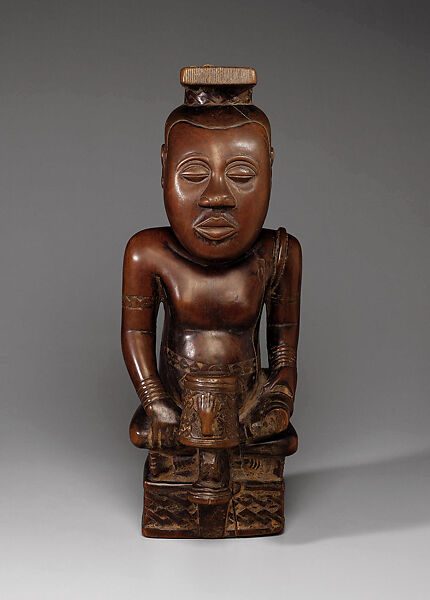 Ndop figure: Mbó Mbóósh, Mishé miShyááng máMbúl, or Kot áNce, Wood (Crossopterix febrifuga), camwood powder, Kuba peoples 