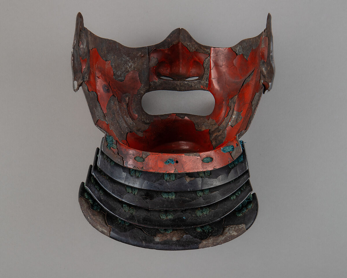 Half mask (Menpō), Iron, lacquer, silk, Japanese