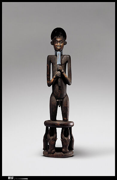 Commemorative throne of Chief Nkwain, Wood, beads, copper sheet, raffia, human hair 