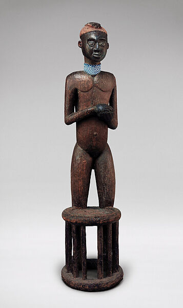 Commemorative throne of Queen Mother Nindum (?), Wood, beads, string, leather, human hair, metal, pigment 