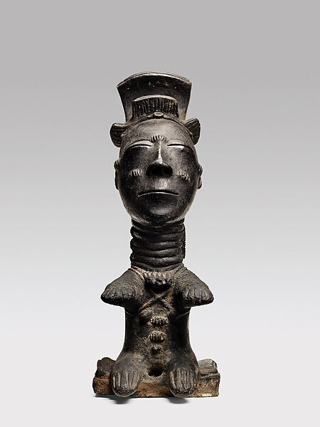 Memorial figure possibly representing a chief, Terracotta, Akan peoples, Anyi group 