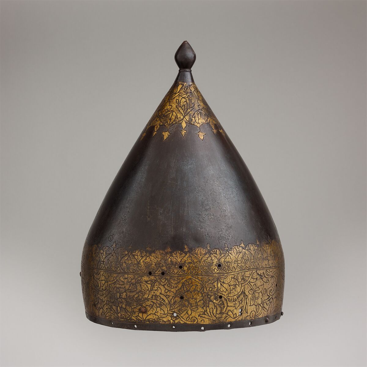 Helmet, Steel, gold, copper alloy, Turkish 