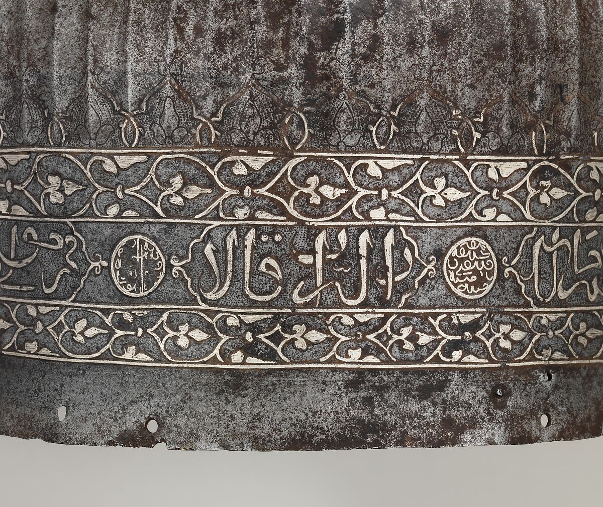 Turban Helmet, Steel, silver, copper alloy, Turkish or Iranian, in the style of Turkman armor