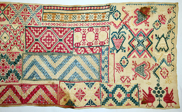 Sampler, Linen, silk, Mexican