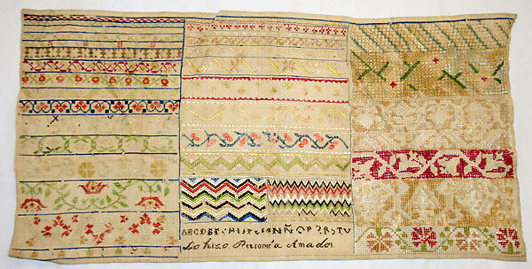 Sampler, Linen, silk, Mexican 