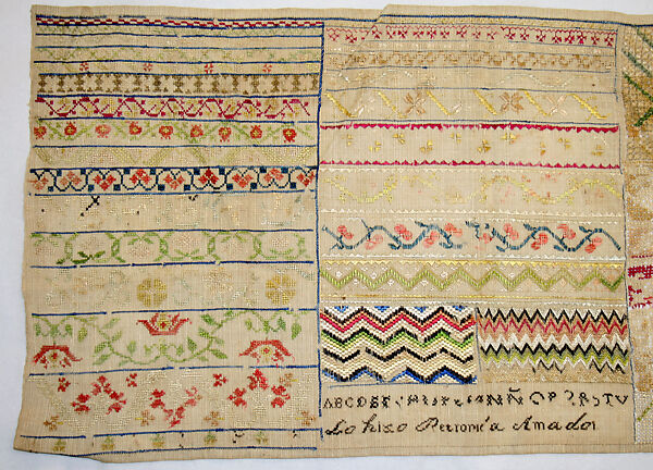 Sampler, Linen, silk, Mexican