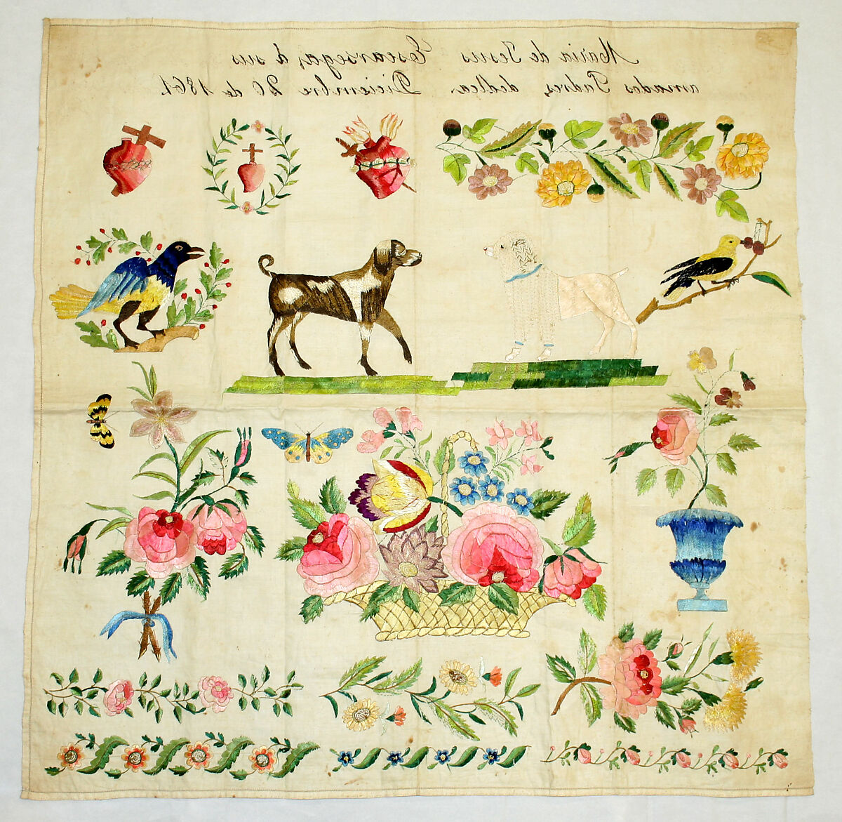 Sampler, Linen, silk, Mexican