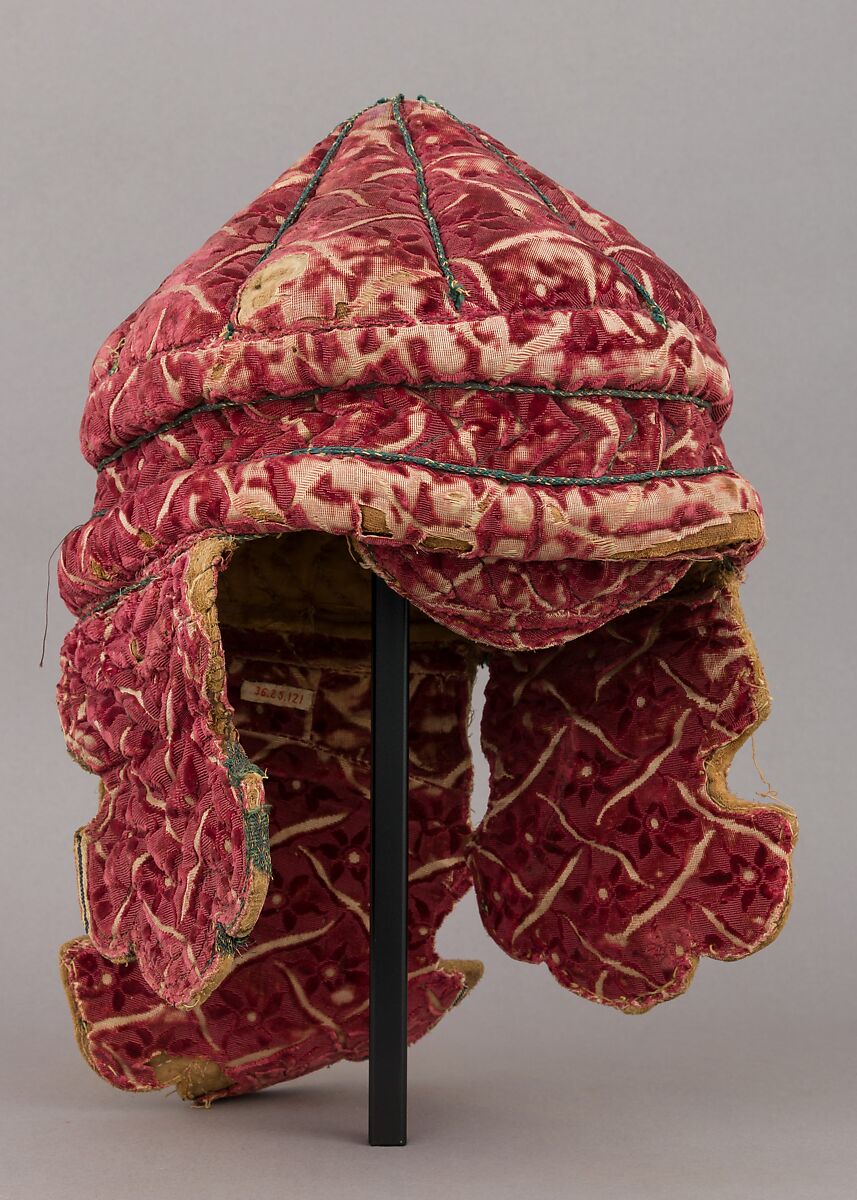 Helmet, Textile (velvet, silk), Central Indian 
