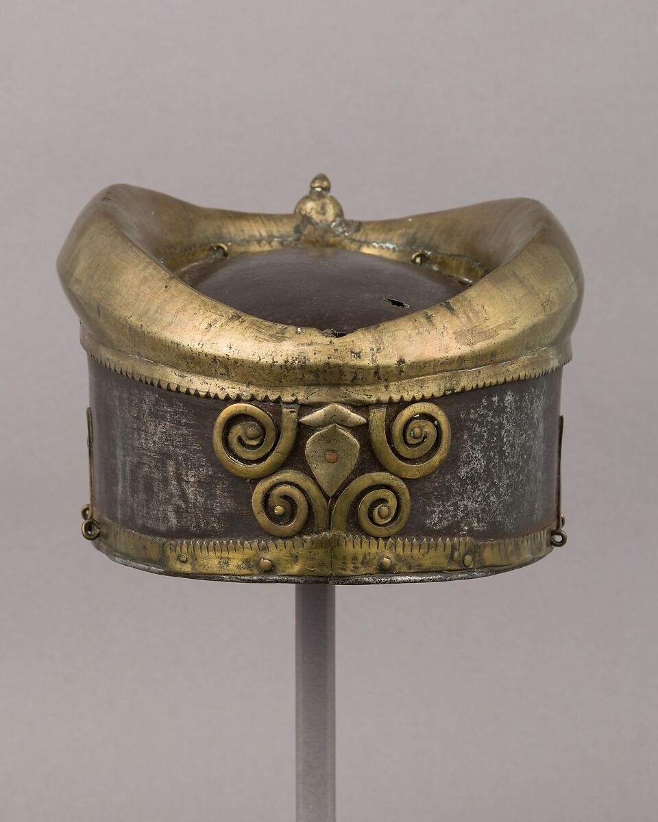 Helmet, Steel, brass, copper, Indian, possibly North Indian