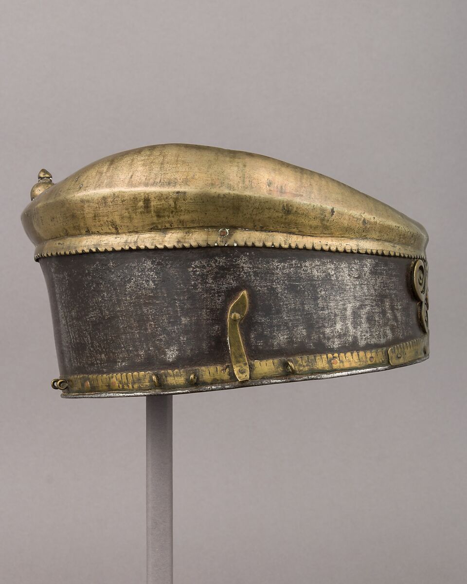 Helmet, Steel, brass, copper, Indian, possibly North Indian