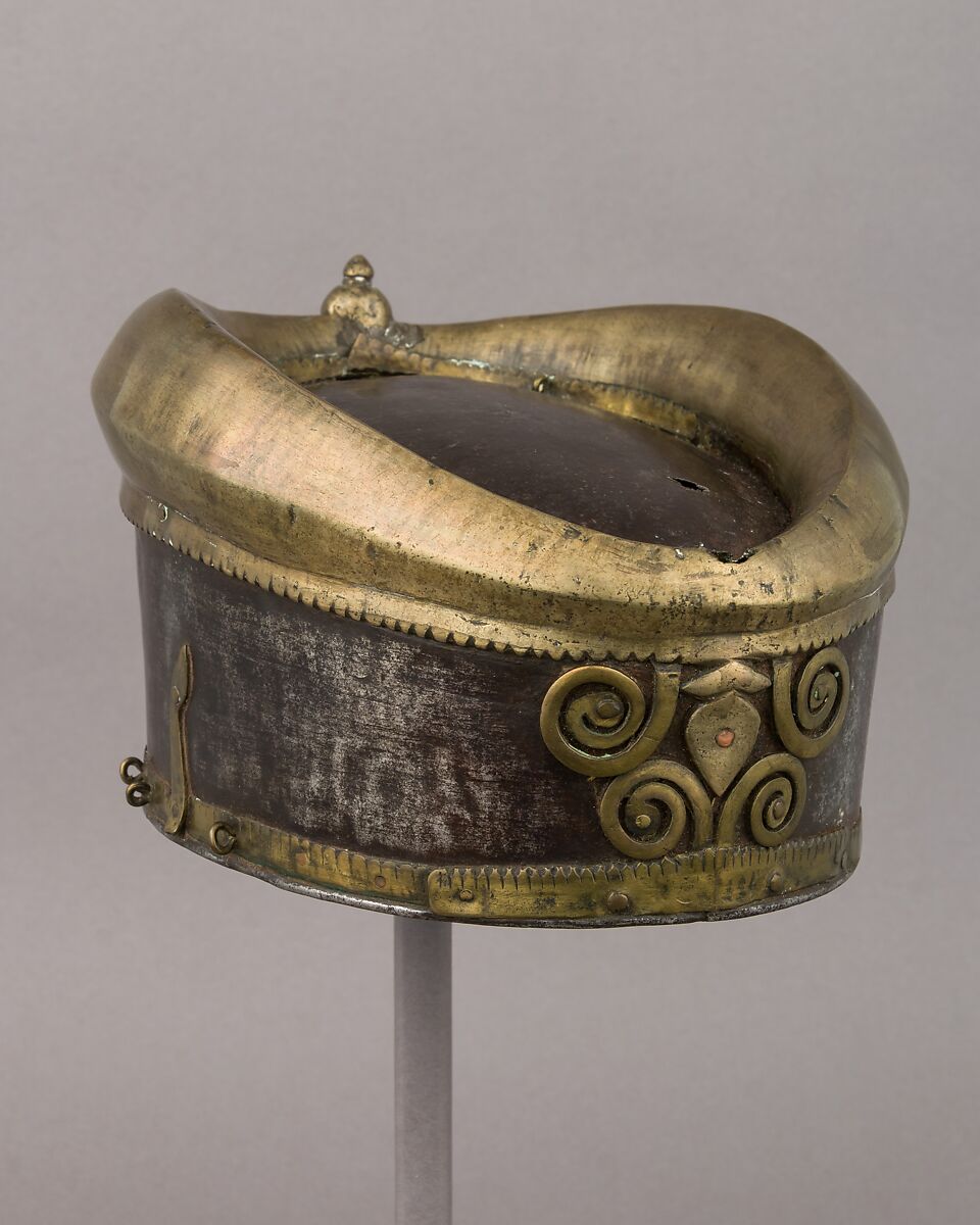 Helmet, Steel, brass, copper, Indian, possibly North Indian 