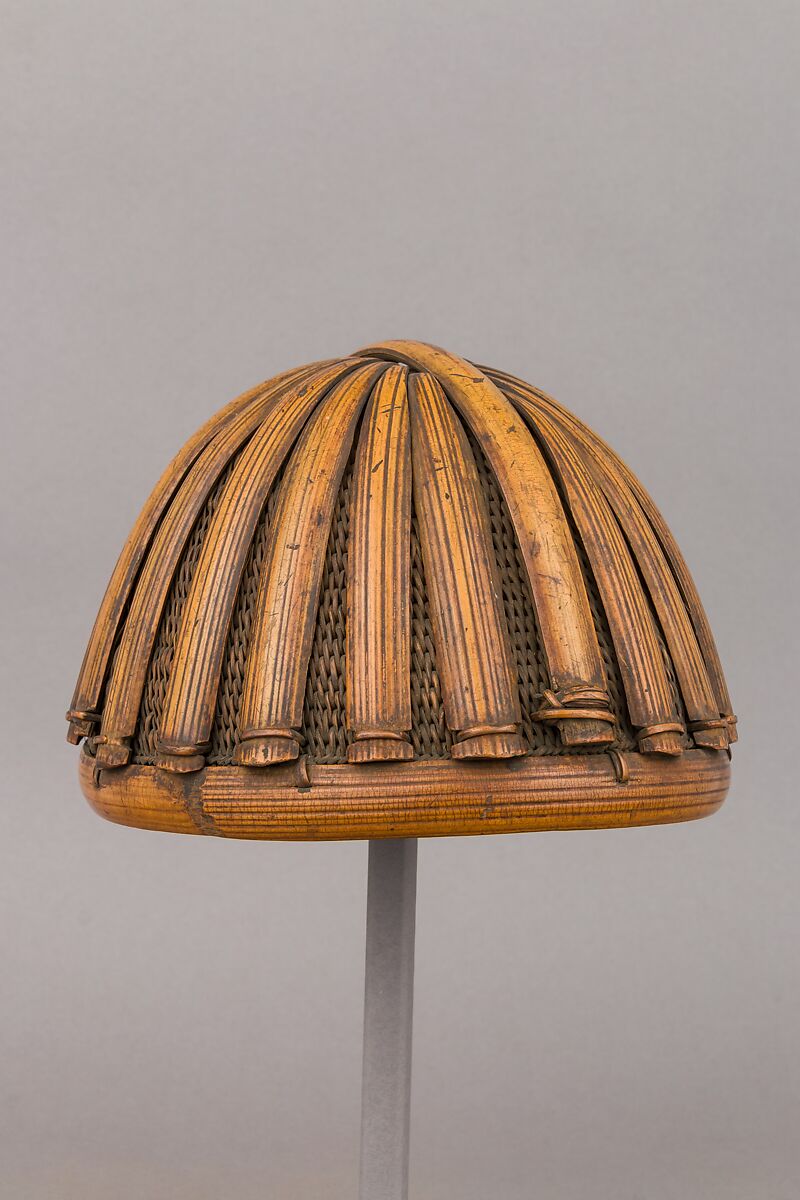 Helmet, Bamboo, leather, Abor, Burmese 