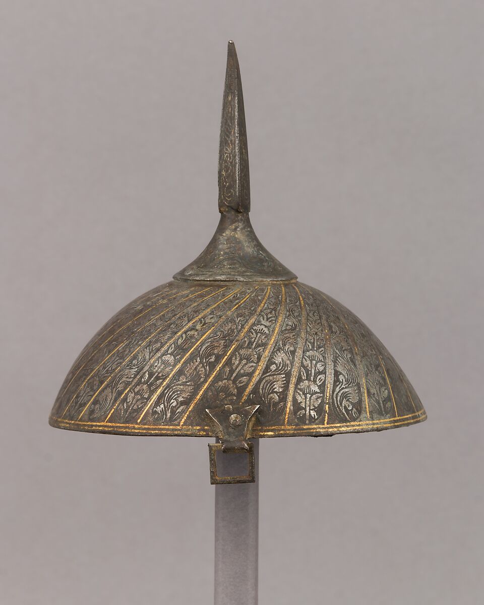 Helmet, Steel, gold, Indian, possibly North Indian