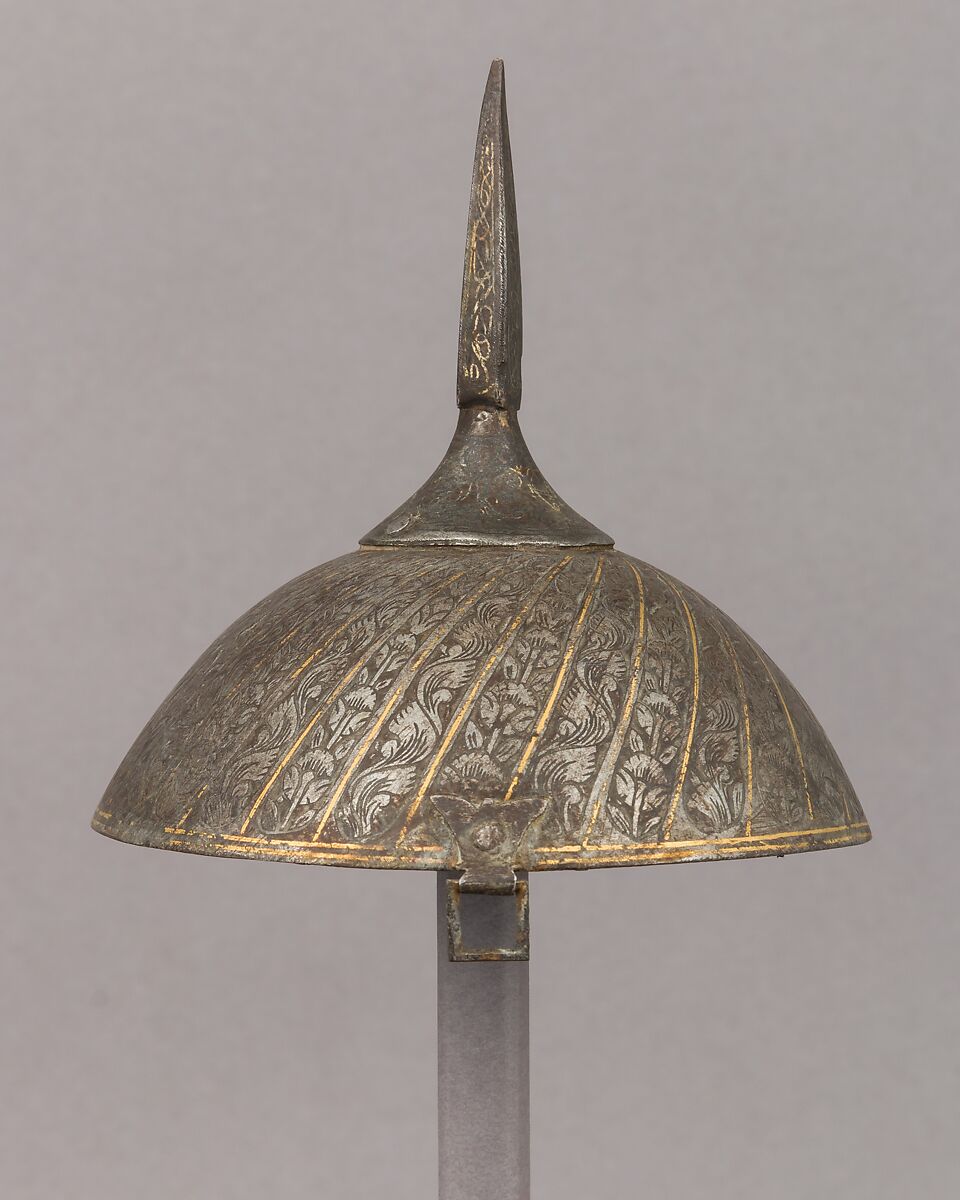 Helmet, Steel, gold, Indian, possibly North Indian