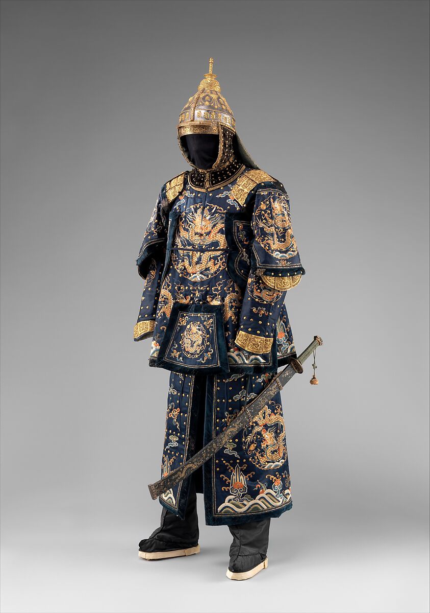 Ceremonial Armor for a High Ranking Official, Steel, copper, gold, silk, metallic thread, Chinese 