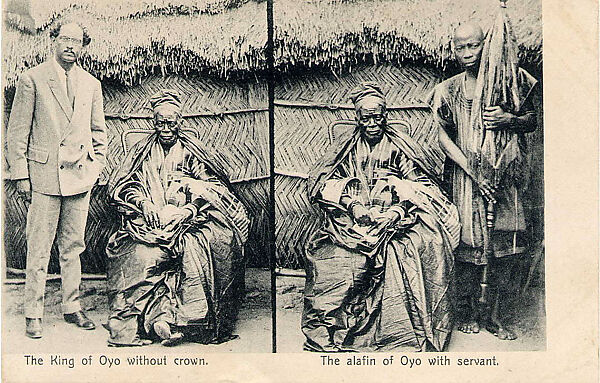 The king of Oyo without a crown / The alafin of Oyo with servant [Adeyemi I Alowolodu, r. 1876-1905] 
