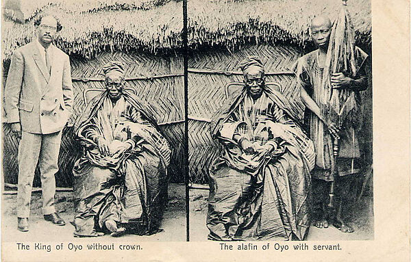 The king of Oyo without a crown / The alafin of Oyo with servant [Adeyemi I Alowolodu, r. 1876-1905]