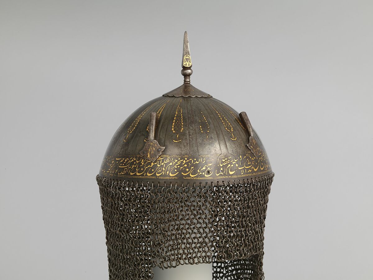 Helmet (Kulah Khud), Steel, gold, Persian