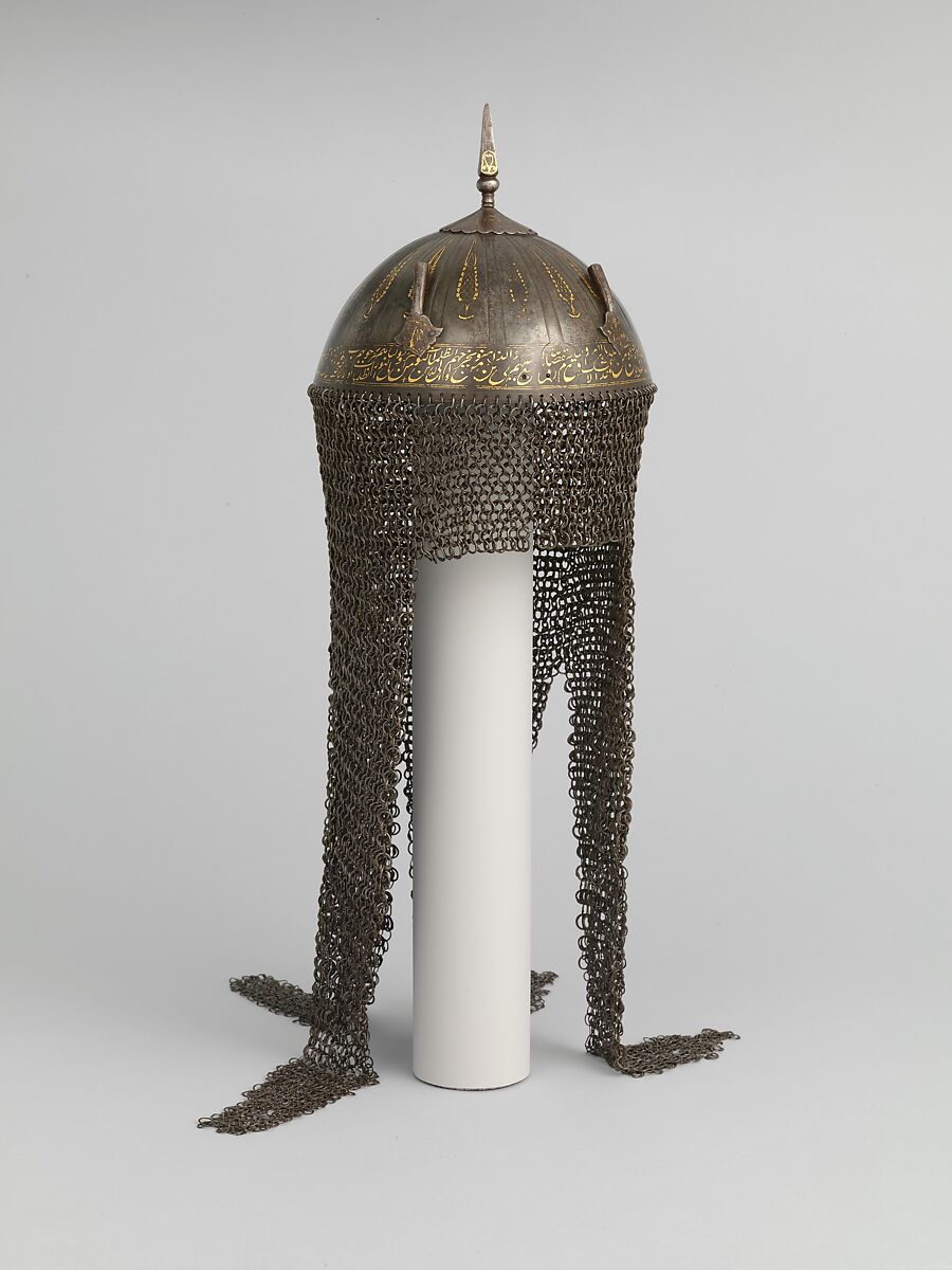 Helmet (Kulah Khud), Steel, gold, Persian 