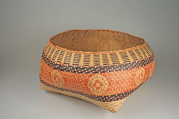 Basket, Attributed to Ernestine Walls (Native American, Chitimacha, 1917–1988), Dyed rivercane 