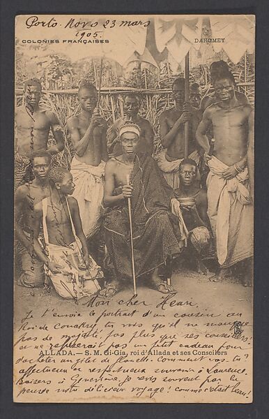 His Highness Gi-Gia, king of Allada, and his advisers, Postcard 