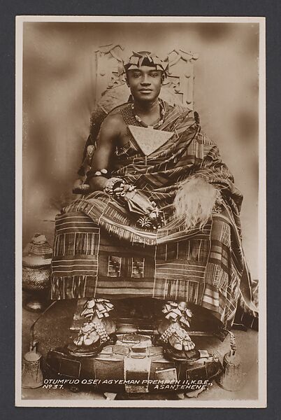 Asantehene Otumfuo Osei Agyeman Prempeh II [r. 1931-70], Silver gelatin print on postcard stock 