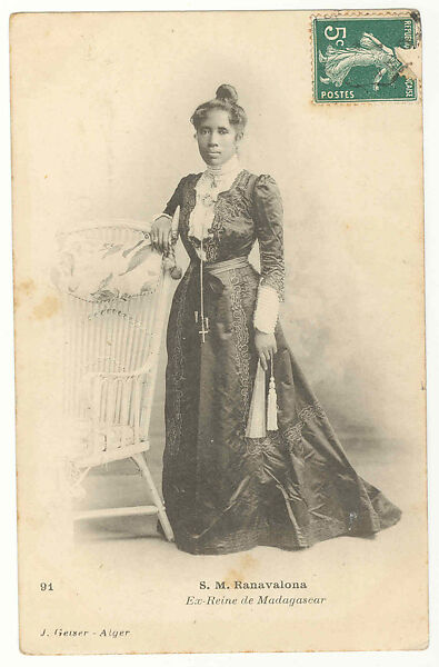 Her Majesty Ranavalona, former queen of Madagascar [b. 1861; r. 1883-1897; d. 1917], Postcard, collotype 