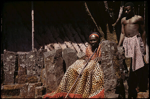 Fon Ndi (r. 1926–54) and attendant at ntul, Laikom’s landmark identified with its founding, Paul Gebauer (American (born Germany), 1900–1977), Epson print from 35mm color slide 