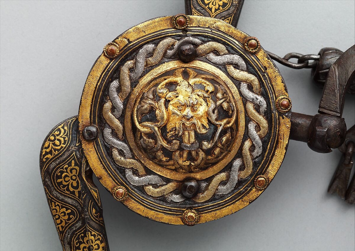 Curb Bit, Iron, tin, gold, silver, copper alloy, Italian, Mantua or Milan