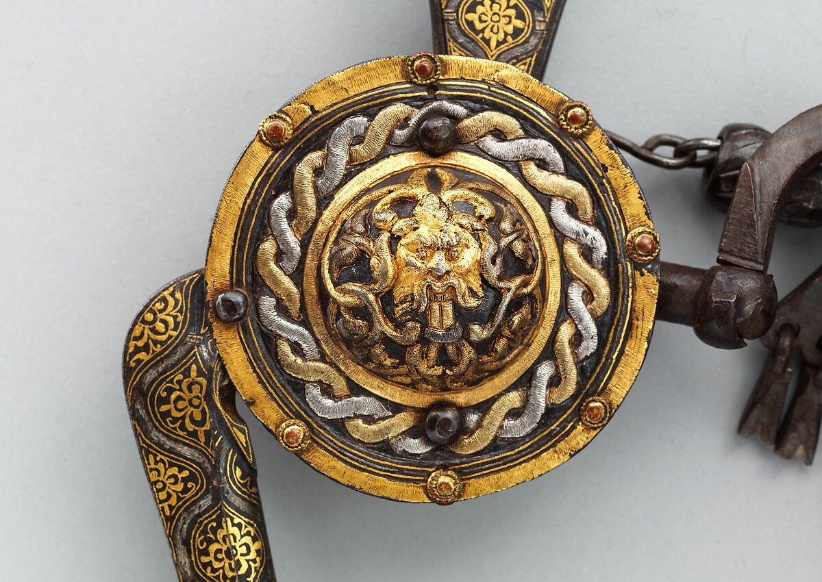 Curb Bit, Iron, tin, gold, silver, copper alloy, Italian, Mantua or Milan