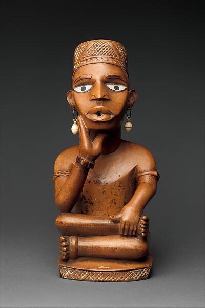 Figure: Seated Male, Wood, metal, ivory, glass, pigment, Kongo peoples; Yombe group