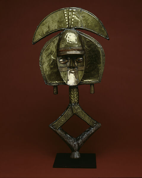 Sculptural Element from a Reliquary Ensemble, Wood, brass and copper, Kota peoples 