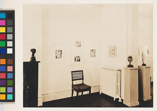 Installation view of Whitney Studio Club exhibition "Recent Paintings by Pablo Picasso and Negro Sculpture", Charles Sheeler (American, Philadelphia, Pennsylvania 1883–1965 Dobbs Ferry, New York), Gelatin silver print 