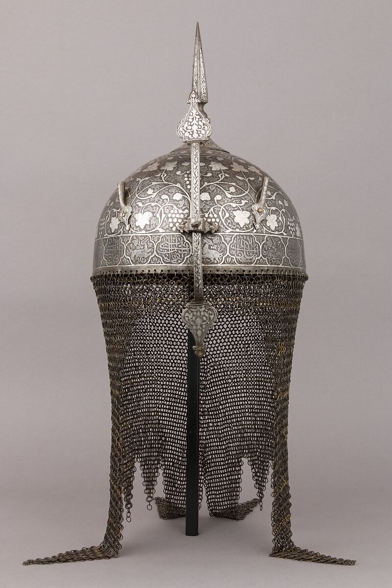 Helmet, Arm Guard, and Shield, Steel, silver, Indian